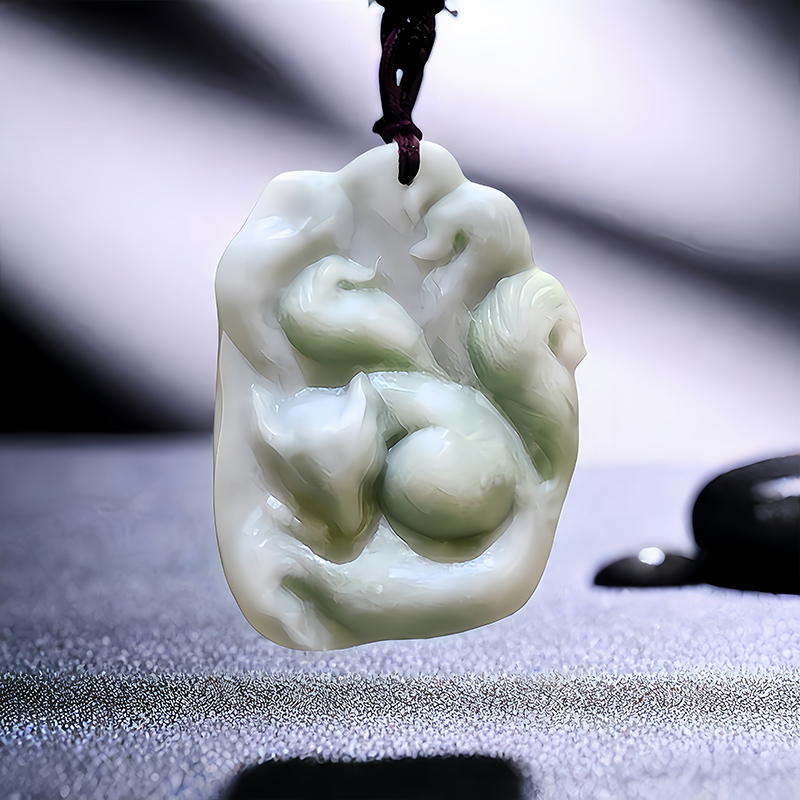 Men Accessories Jewelry - Natural Real Jade Fox Pendant Necklace
