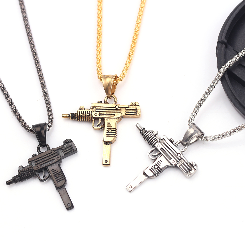 Punk Uzi Pistol Machine Gun Ne - Men Accessories Jewelry review and price