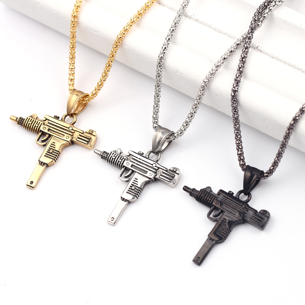 Punk Uzi Pistol Machine Gun Ne - Men Accessories Jewelry review and price