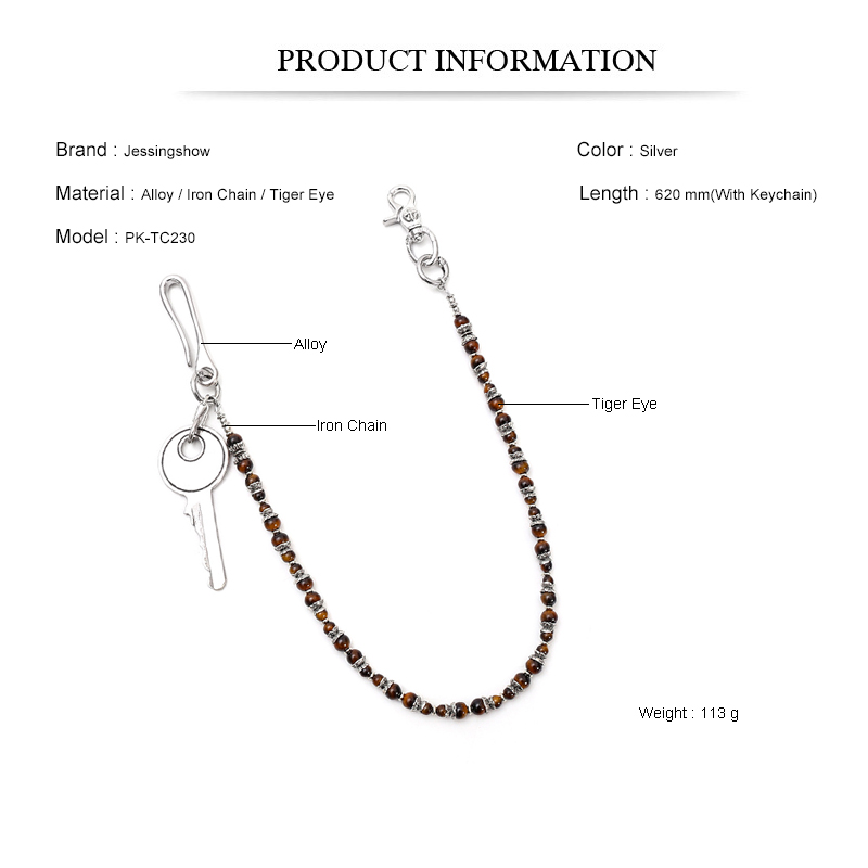 Hip Hop Punk Tiger Eye Beaded  - Men Accessories Pk review and price