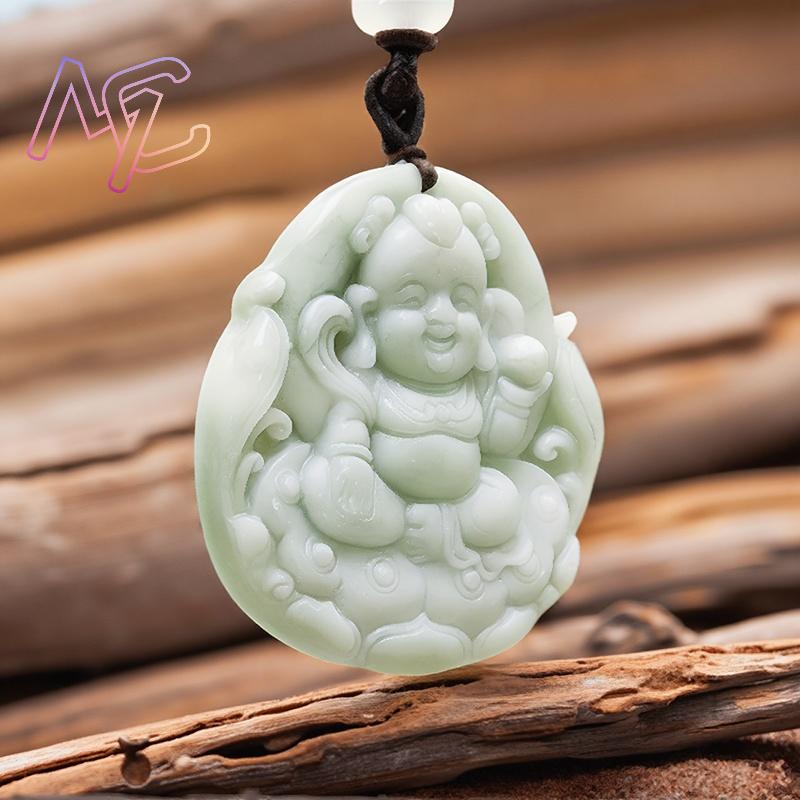 Green Real Jade Nezha Pendant  - Men Accessories Jewelry review and price