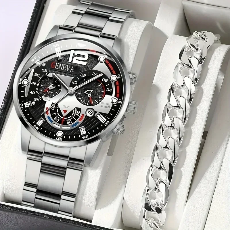 2pcs Stylish Round Face Quartz - Men Accessories Elegant review and price